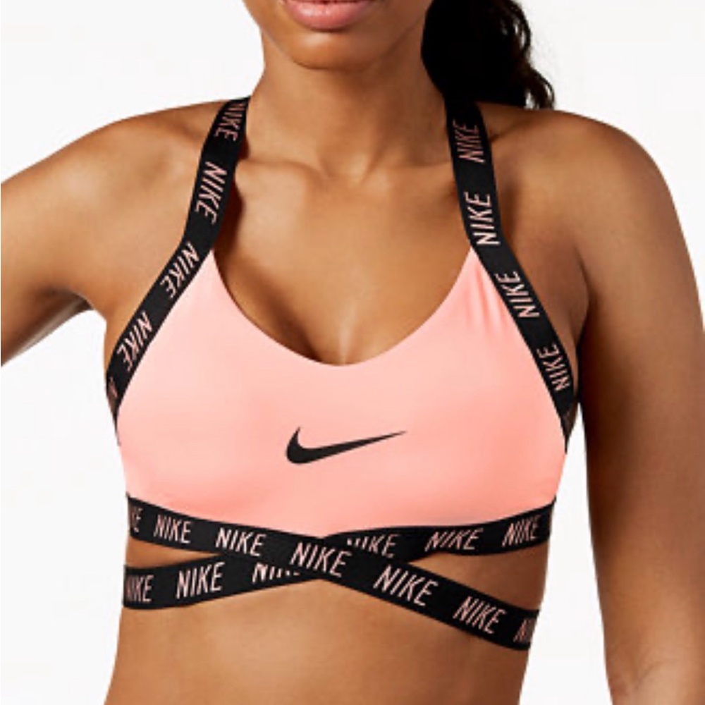 Nike Women's Light Pink/Black Sports Bra XS